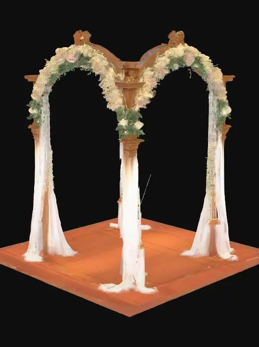 3D model for #arch#, highly detailed, photorealistic, wedding chappel archway, game asset