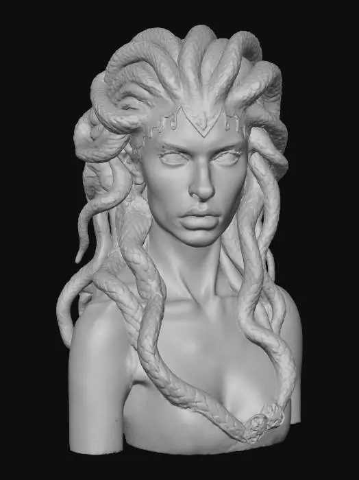 3D model for #villain#, highly detailed, photorealistic, medusa