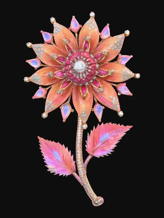 3D model for highly detailed, photorealistic jeweled flower