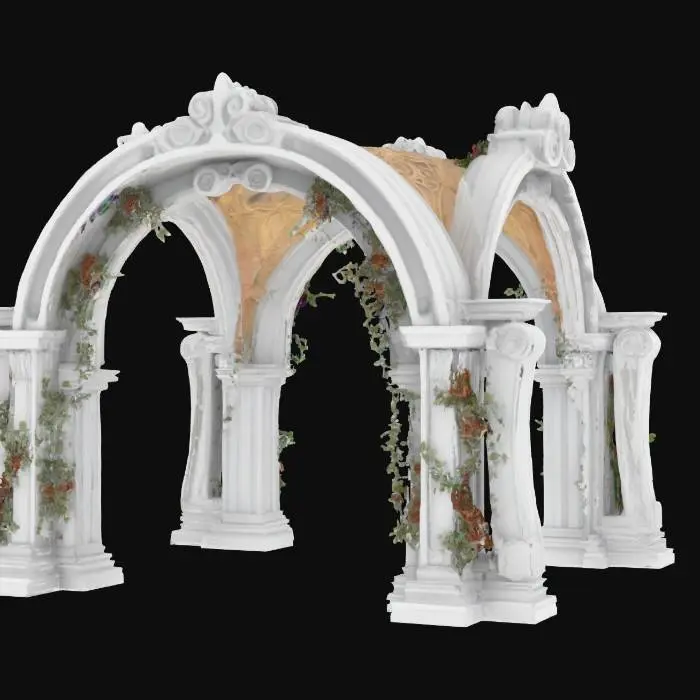 3D model for #arch#, highly detailed, photorealistic, wedding chappel archway, game asset