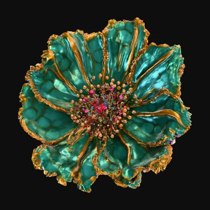 3D model for highly detailed, photorealistic jeweled flower