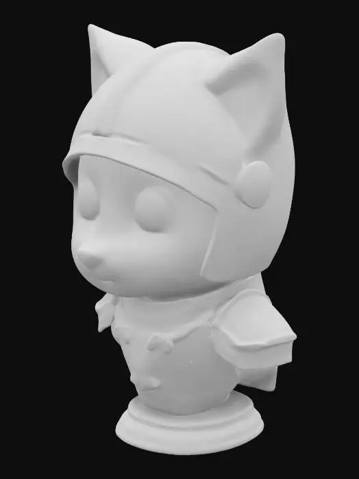 3D model for Kitten, Knight, wearing a knight's helmet, bust, head, cute, cuddly