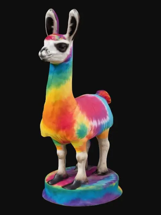 3D model for Emperor's New Groove, Cuzco as a Llama with Patcha, Focus on the head and shoulder, have a base of a plinth, Cuzco's body language hints at pride despite his current llama form