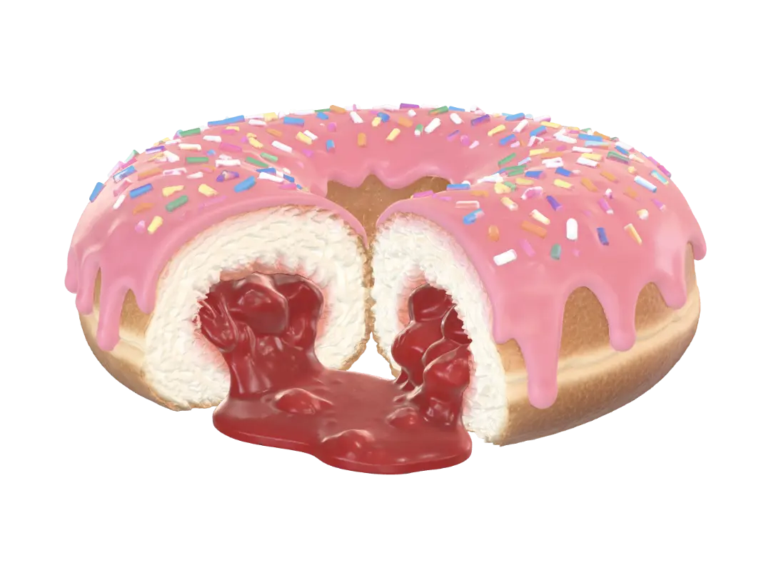 Strawberry Donut - 3drender 3D model, vytvořený pomocí AI