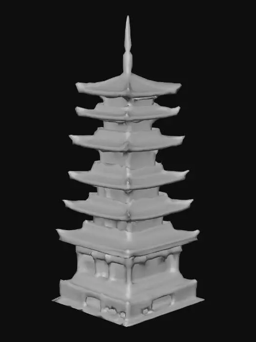 3D model for 汉代中国古建筑，塔，高度50米左右，手游
