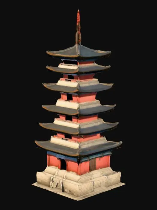 3D model for 汉代中国古建筑，塔，高度50米左右，手游