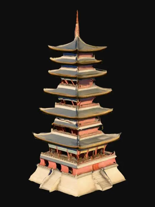 3D model for 汉代中国古建筑，塔，高度50米左右，手游