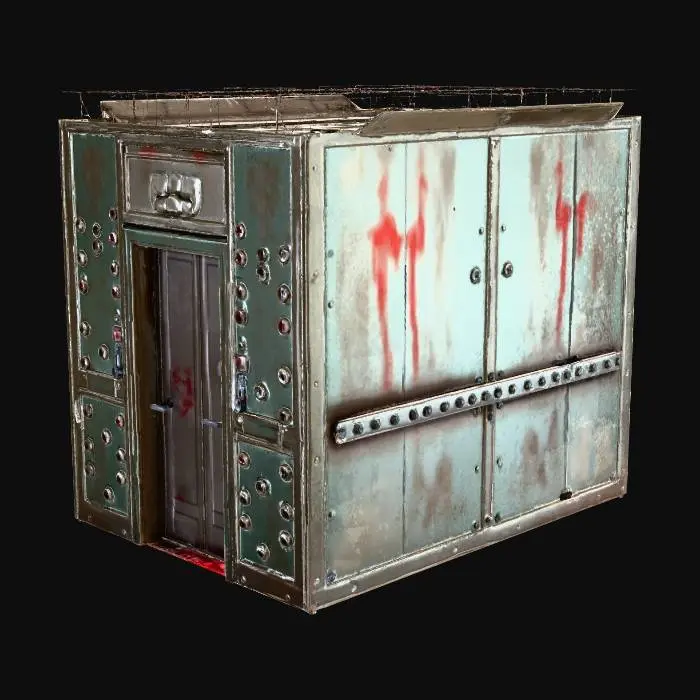 3D model for ben unreal engine ile bir oyun yapıcap oyunda kullanabilmem için ba bir asansör tasarla 6 kişinin sığabileceği birazda ürkütücü bir asansör