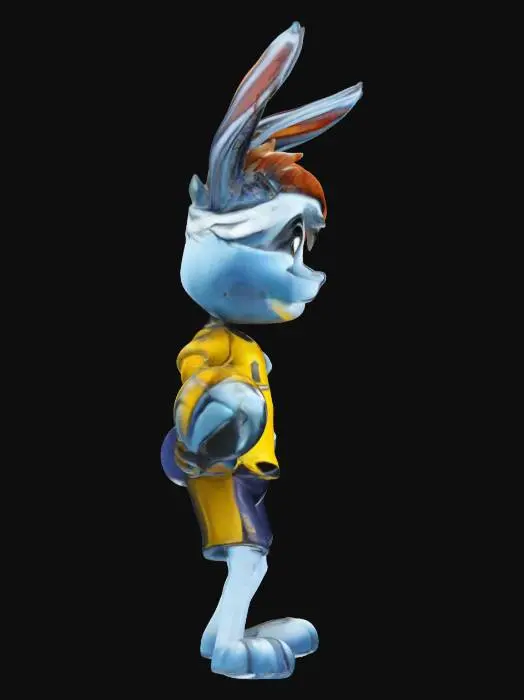 3D model for Volleyball player humanoid rabbit with a volleyball in his hand