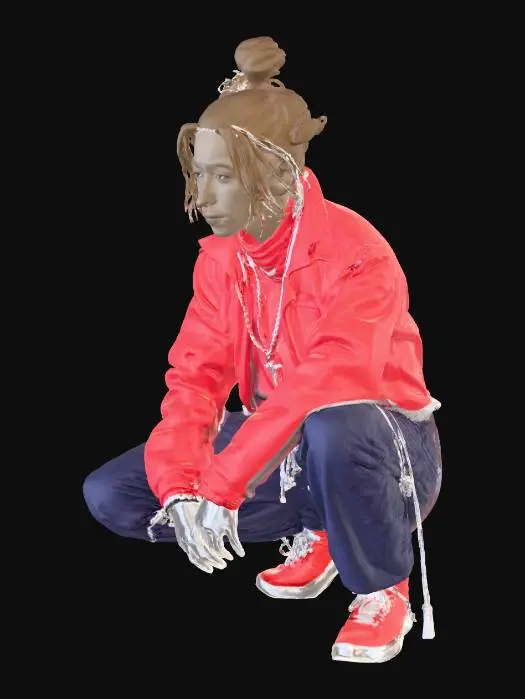 3D model for Japan in the 1980s. A bosozoku (motorcycle gang) squatting.