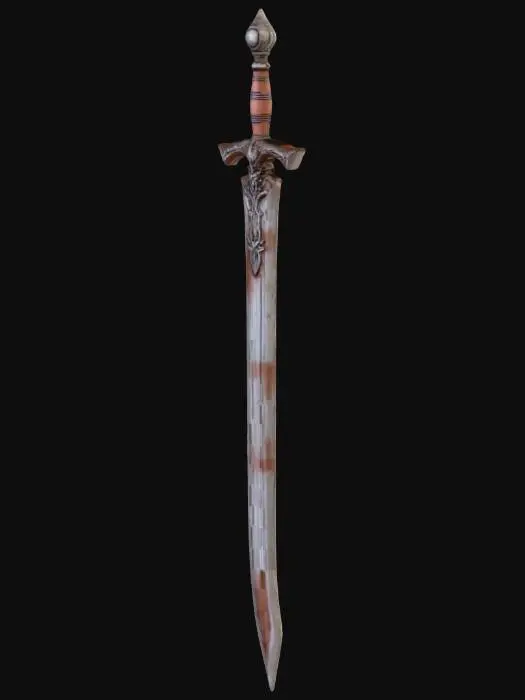 3D model for A stylized old broad sword in a medieval video game.