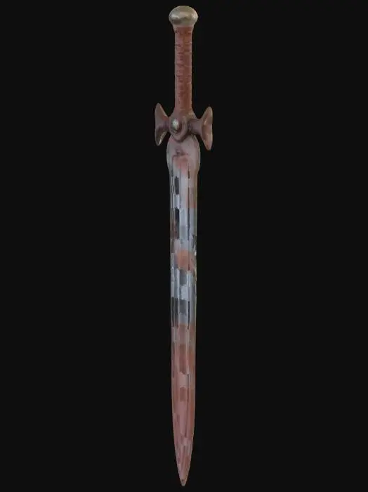 3D model for A stylized old rusty broad sword in a medieval video game.