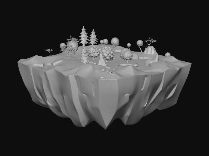 3D model for floating island low poly