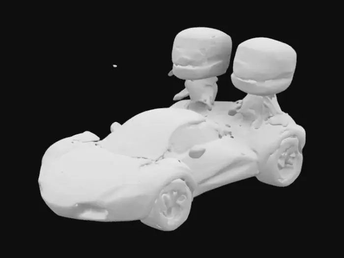 3D model for A breathtaking and action-packed scene of Ronaldo and Messi racing in a Ninja Turtle-themed car battle in BeamNG.drive. Both characters have hilariously oversized heads, making the race even more comical and exciting. They drive custom sports cars inspired by the Ninja Turtles, featuring green shell patterns and vibrant designs. The race takes place on a massive ramp, launching them high into the sky over a vast ocean, heading toward a mysterious floating castle.