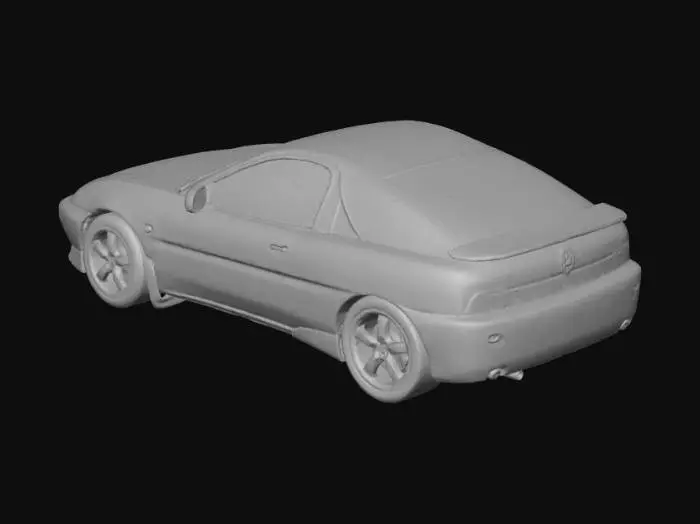 3D model for Red Sports Coupe in Parking Lot