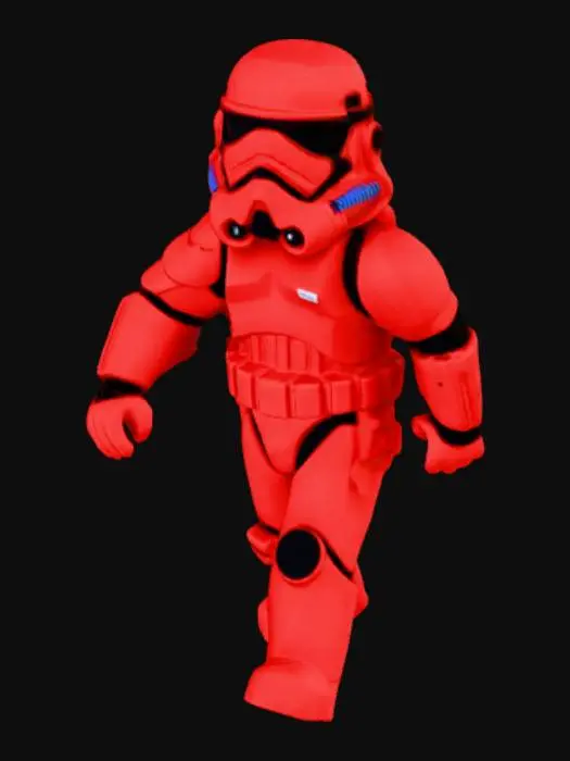3D model for créer moi un stormtrooper qui ne possède pas d'arme ni de cape et qui est en version personnage Roblox.