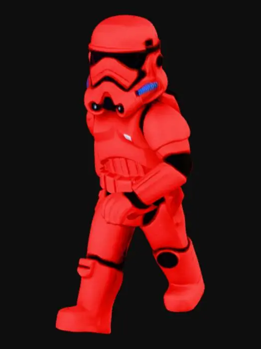 3D model for créer moi un stormtrooper qui ne possède pas d'arme ni de cape et qui est en version personnage Roblox.