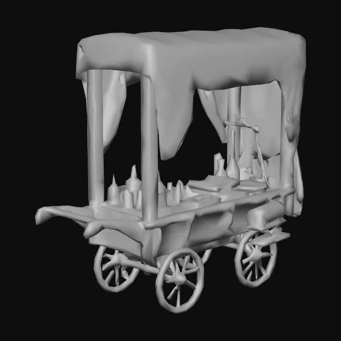 3D model for medieval apothecary cart with potions on display