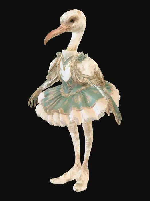 3D model for Gilded Swan in a Teal Ballet Tutu