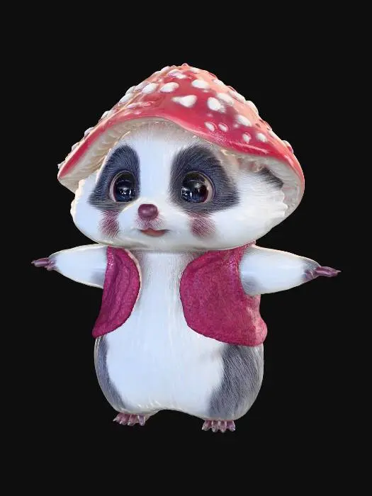 3D model for Mushroom Hat Panda