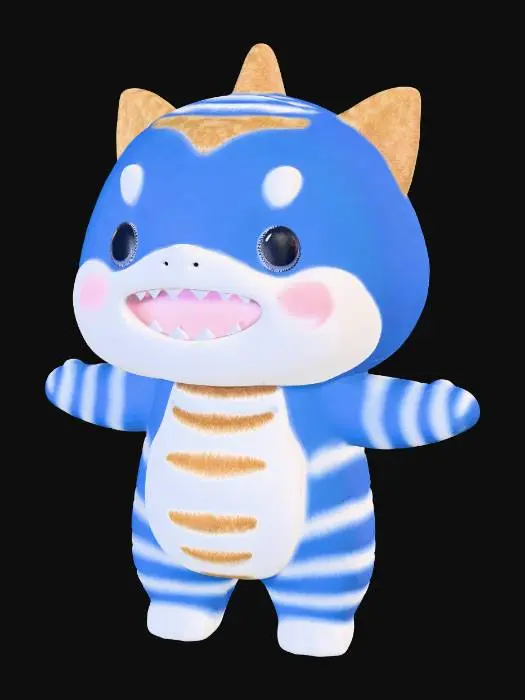 3D model for Blue Stripe Plush Monster