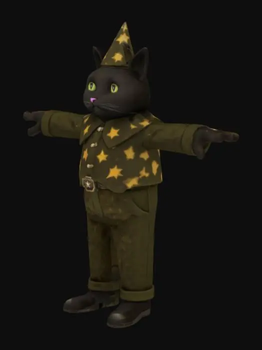 3D model for Wizard Cat in Sepia