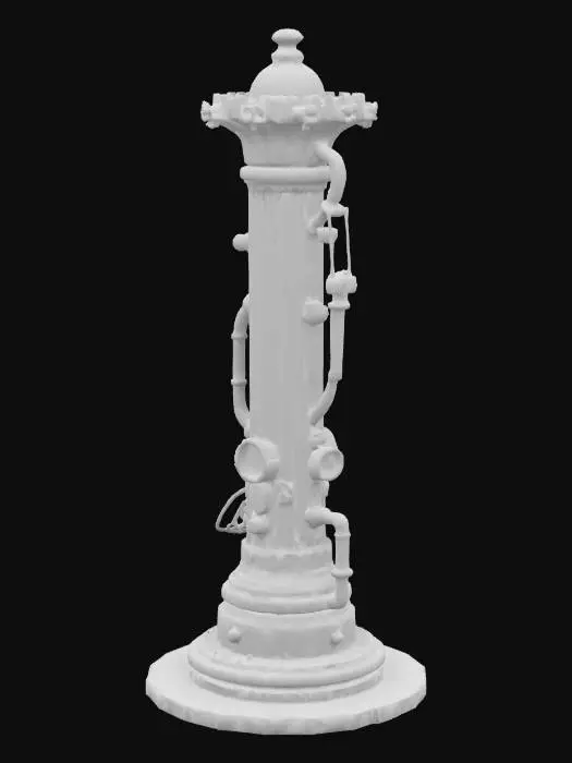 3D model for 蒸汽朋克风格 巨大的金属柱子 布满齿轮 管道 铁锈 4K影视级材质, #game figure#