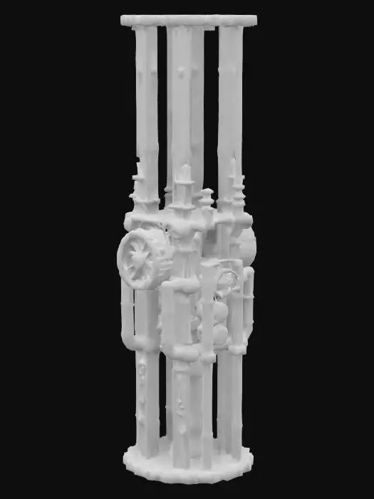 3D model for 蒸汽朋克风格 巨大的金属柱子 布满齿轮 管道 铁锈 4K影视级材质, #game figure#