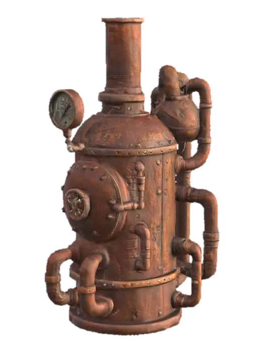 Steampunk Boiler - Gauge 3D model, vytvořený pomocí AI