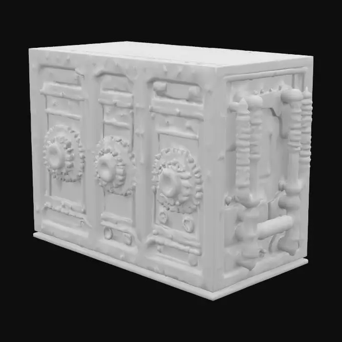 3D model for 蒸汽朋克风格 巨大的金属服务器机箱 布满齿轮 管道 铁锈 4K影视级材质, 结构整洁清晰, 细节丰富#game figure#