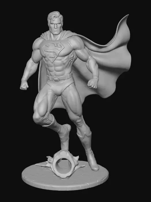 3D model for superman action figure. S sheild on chest needs to be smooth and flush.
