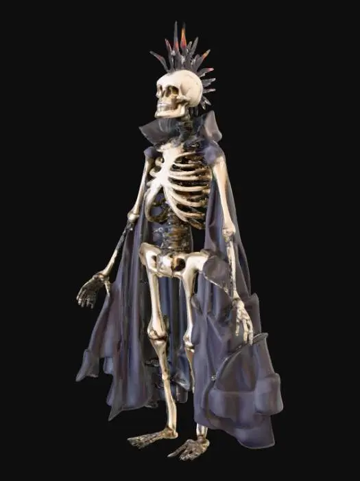 3D model for Halloween decoration of a skeleton with liberty spikes or Mohawk with a diamond gem cut