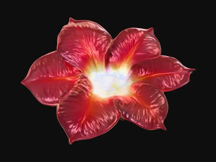 3D model for Flowering aussie red plumeria made of glass with a omni light inside 