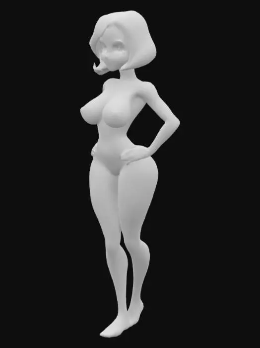 3D model for Helen Parr, T-Pose, full height, fat hips, fat breast, Looks straight ahead, no glass