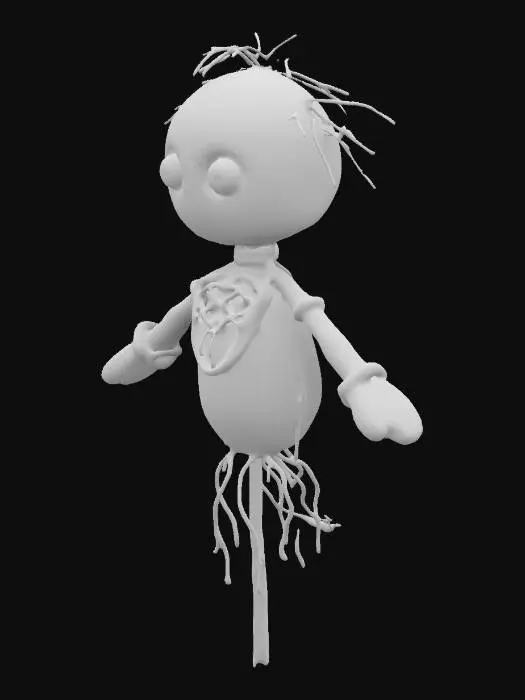 3D model for Voodoo straw doll on a stick