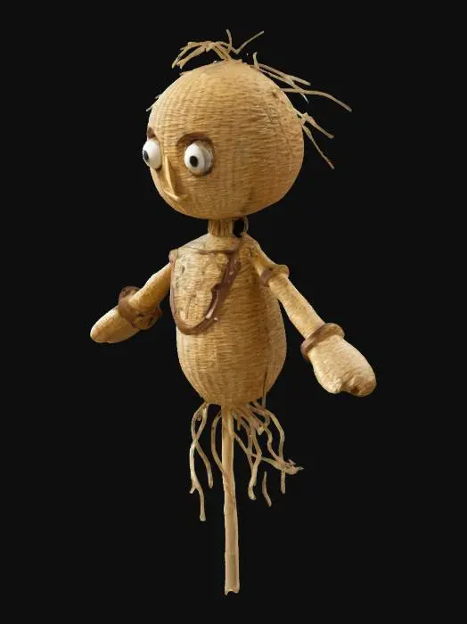 3D model for Voodoo straw doll on a stick
