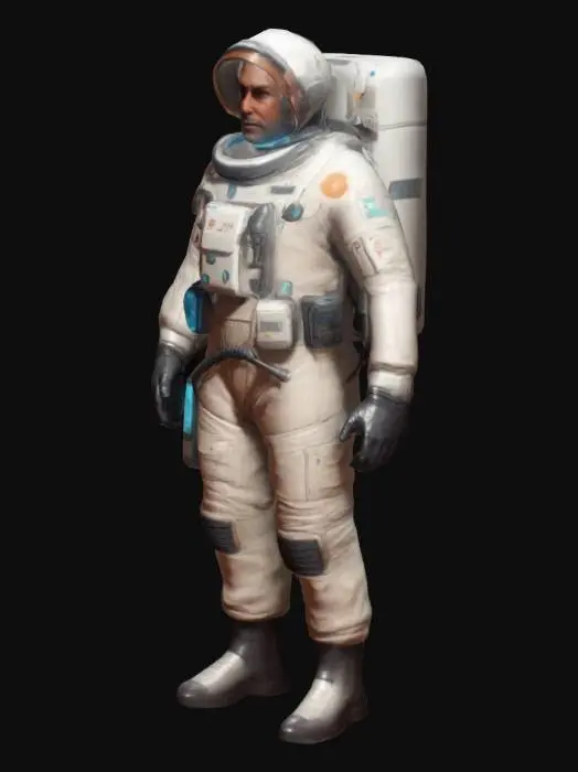 3D model for game asset, mars colony, lab scientist, human