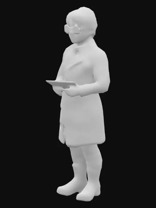 3D model for game asset, mars colony, Lab Worker person with lab coat