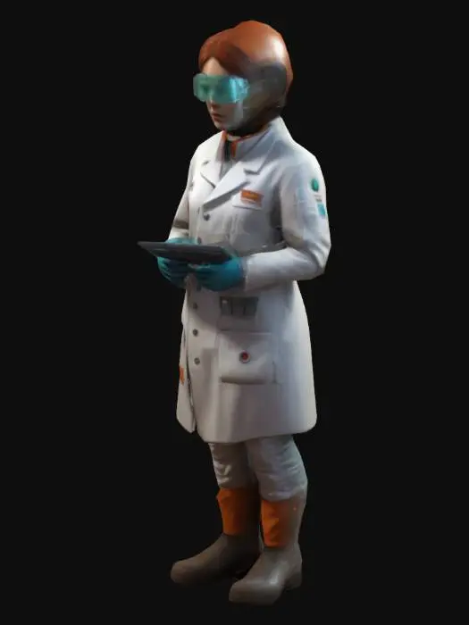 3D model for game asset, mars colony, Lab Worker person with lab coat