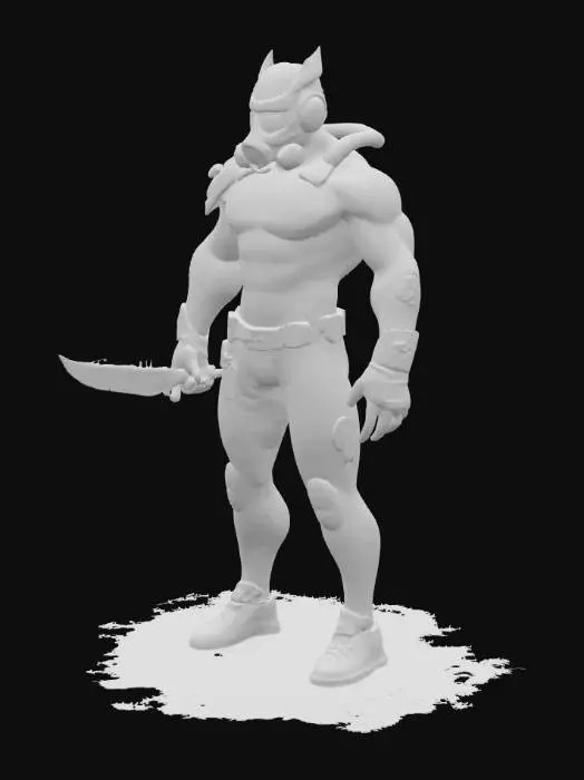 3D model for Full-body 3D game character wearing black and green swimsuit, inspired by Valorant's Viper, muscular build, gas mask covering lower face, glowing green eyes, standing in dynamic pose, toxic gas effects around, high detail, realistic textures.