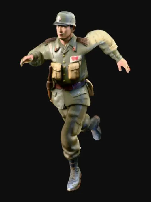 3D model for model 3d dari tentara jepang pada perang dunia ke 2 secara mendetail