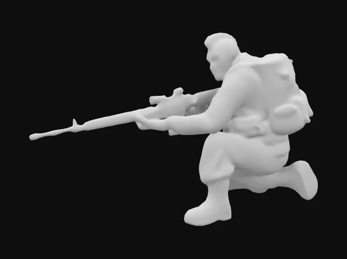 3D model for ww2 us sniper, marine. mohawk haircut, 101st airborne, aiming at target, shooting