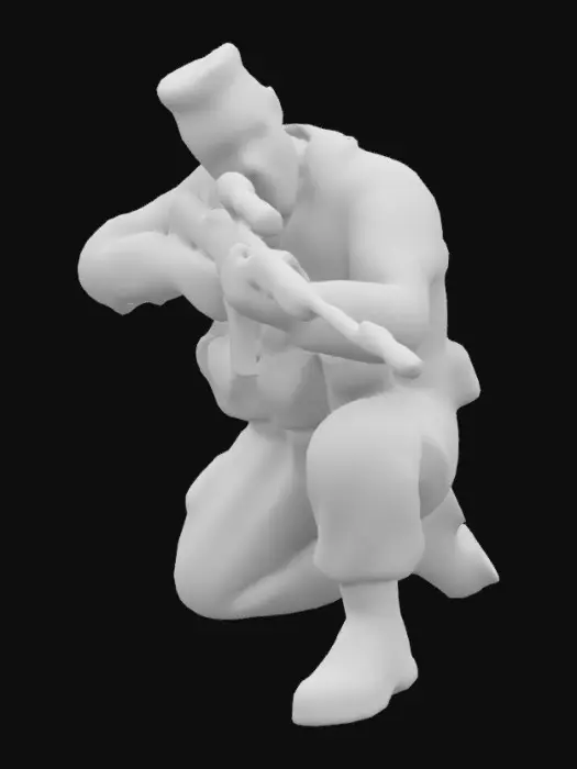 3D model for ww2 us sniper, marine. mohawk haircut, 101st airborne, aiming at target, shooting