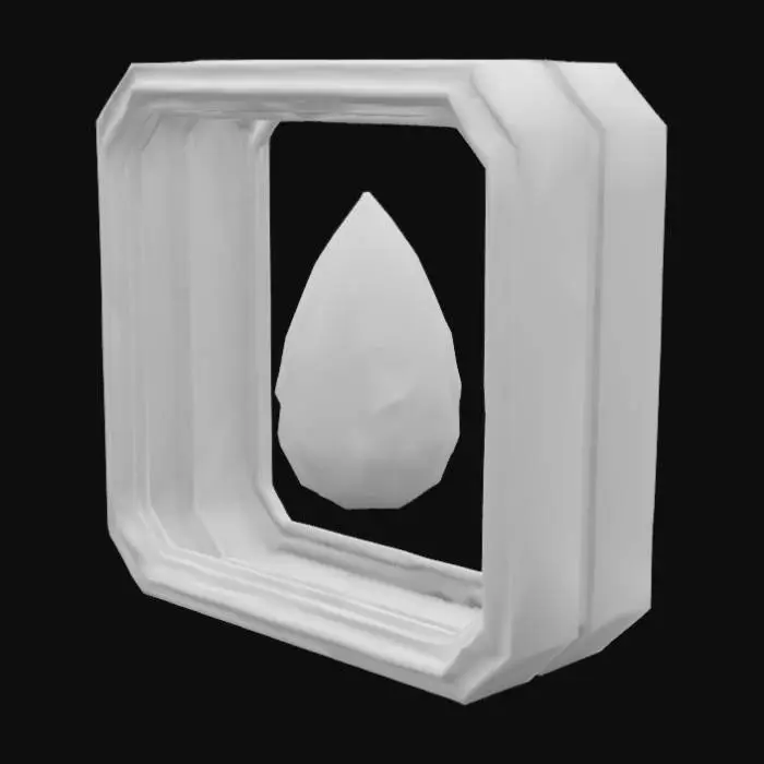 3D model for Design a high-end digital NFT card showcasing a certified emerald from Brazil. The layout should combine elegance and tech aesthetics, with a sleek, futuristic frame. Center the emerald as a glowing 3D object (2.85 ct, vivid intense green, AAA+ clarity, pear shape), floating over a dark background with blockchain grid elements. Display key data as engraved text or holographic overlays: Serial: GEMA-03521-24BR, DNA Code: dXa58f92l9-vER-53Lk, Origin: Campos Verdes, Brazil, No treatment. Include Ethereum logo, Token ID: 0x83...fd8c, and verification: EtherScan. Issue Date: 2025-04-15. Signed by: Luciano Yata – Certified Geologist. Feel premium, secure, and traceable.