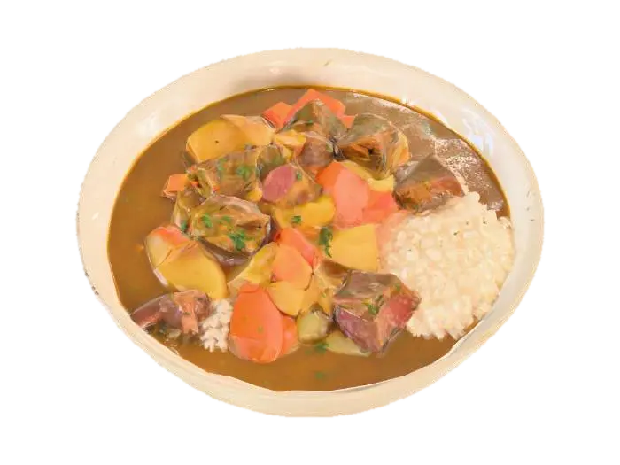 A high-resolution, appetizing photograph of a large portion of Japanese curry and… - Rice 3D model, vytvořený pomocí AI