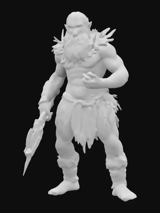 3D model for neanderthal with sci-fi plant's weapons and his body is covered in plants, the weapons has a neon green plasma surface, they radiate energy, body in epic stance, extremely details, high resolution texture, #ChronoForgeWeapon#