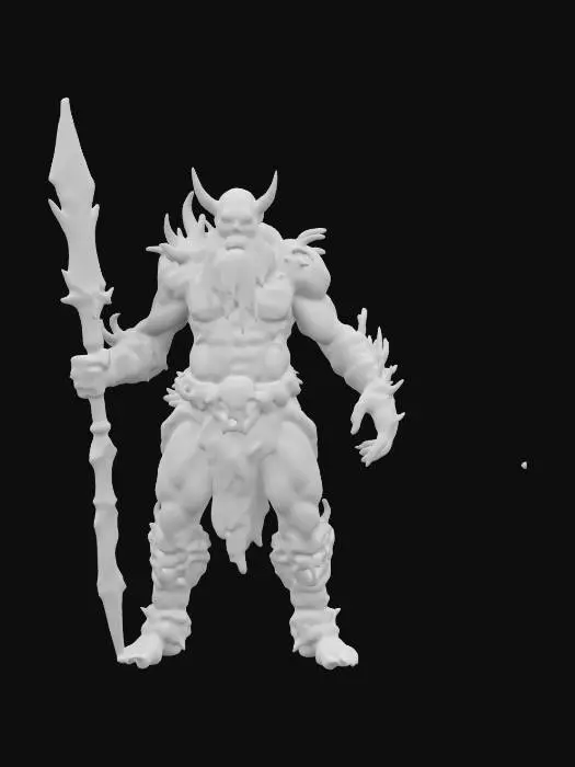 3D model for neanderthal with bio-sword, the sword has a crystalline chitin surface with a transparent layer under which veins of energy are visible, blade has visible spines that release poison and create vibrations, the hilt of the sword has symbiotic growths that penetrate the user's hand, the sword is decorated with bio-luminescent patterns that react to the user's emotions, epic stance, attack position, extremely details, high resolution texture, model with sword detail, #ChronoForgeWeapon#