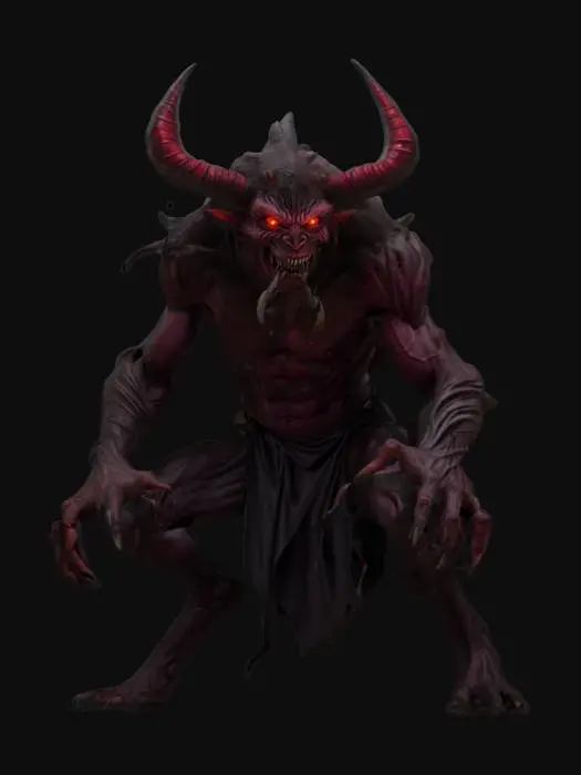 3D model for fantasy holographic demon in attack, reaching for a victim, dressed in ragged clothes, extremely detailed, high resolution texture, apocalyptic look, demonic color