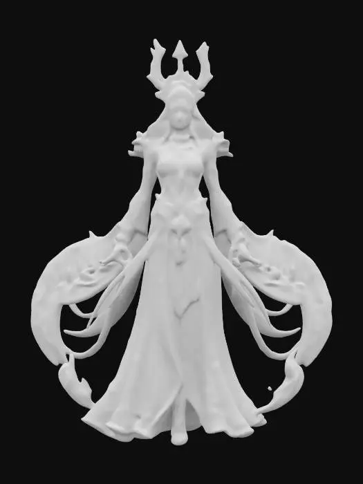 3D model for fantasy female elementalist, slim figure and elegant body, beautifully and neatly dressed with lots of small accessories, she has a magical effect all around her, dreamy expression on her face, extremely details, high resolution texture, epic stance