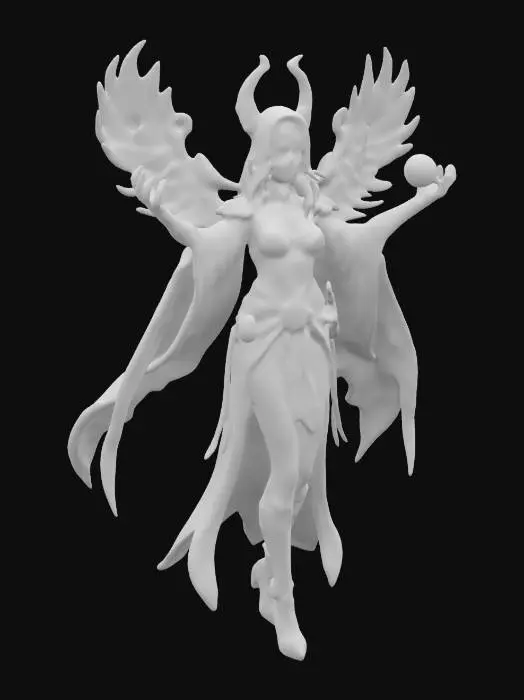 3D model for fantasy female elementalist, slim figure and elegant body, beautifully and neatly dressed with lots of small accessories, she has a magical effect all around her, dreamy expression on her face, extremely details, high resolution texture, epic stance